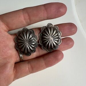 Genuine silver concho earrings